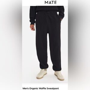 NWT MATE The Label Men’s Organic Waffle Sweatpant with Pockets Jet Black X-Large